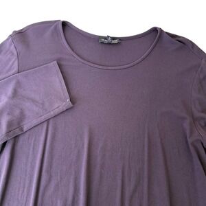 EIleen Fisher Womens Silk Top Long Sleeve Crew Neck Purple Minimalist Size XL